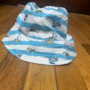 Blue‎ and White Striped Bucket Hat with Truck Print